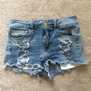 AE Distressed High Waisted Jean Shorts